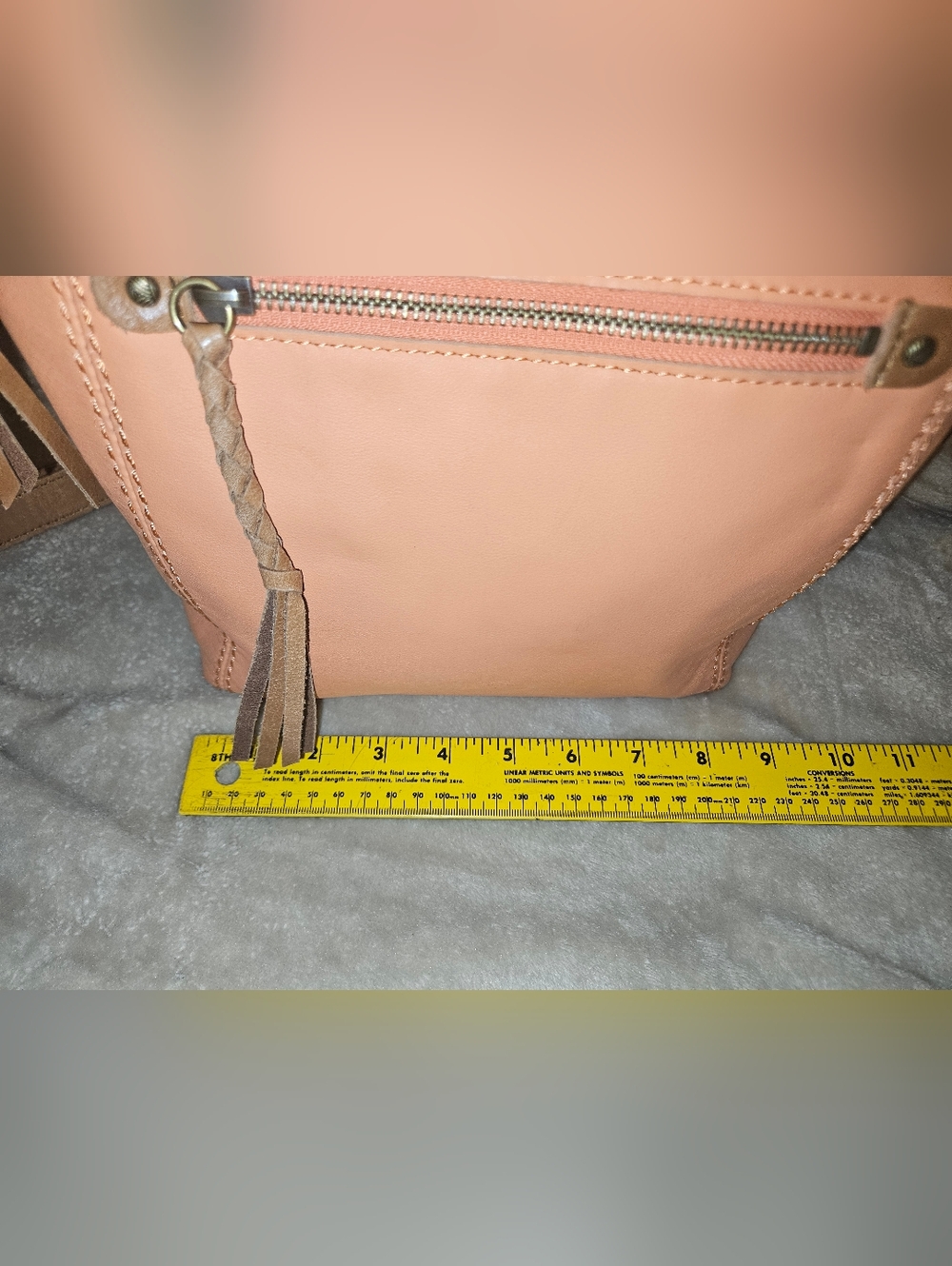 The SakLeather Crossbody Bag in Peach/Tan - Picture 8 of 16